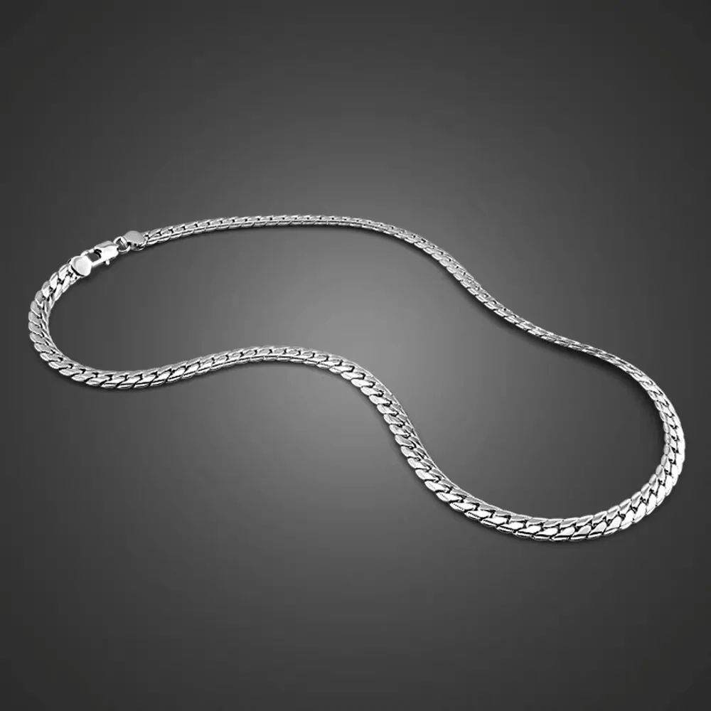 

TIEEYINY 925 Sterling Silver 6mm Side Chain 8/18/20/22/24 Inch Necklace For Woman Men Fashion Wedding Engagement Jewelry Gift
