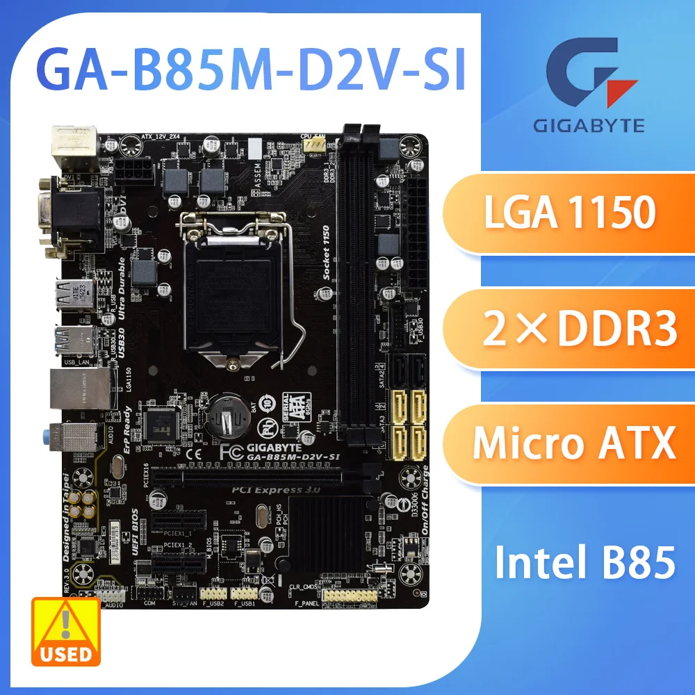 Материнская плата LGA 1150 GIGABYTE GA-B85M-D2V-SI настольные компьютеры B85 Socket I3 I5 I7 CPU PCI-E3.0 USB3.0 PC оригинальные б/у Системные платы