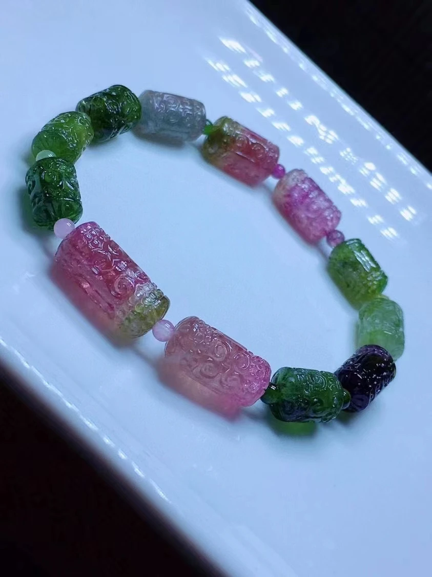 

Браслет из натурального разноцветного турмалина, 8 мм