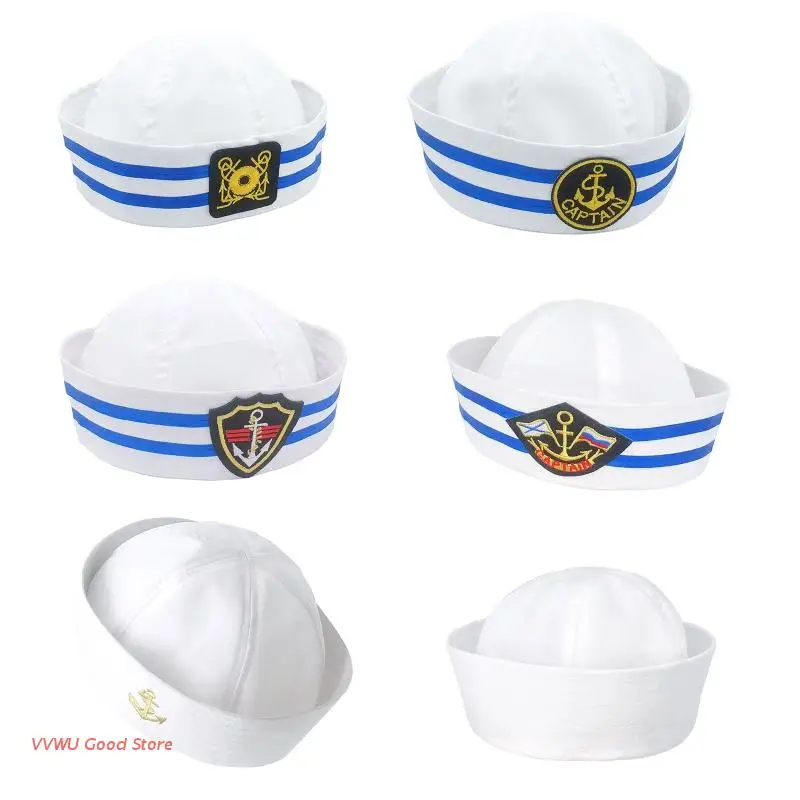 

Fancy Dress Party Costume Cosplay Sailor Navy Hat with Embroidery Pattern