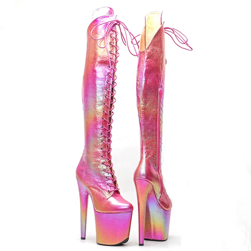 Leecabe  20CM/8inches Pole dancing shoes High Heel platform Boots closed toe Pole Dance boots