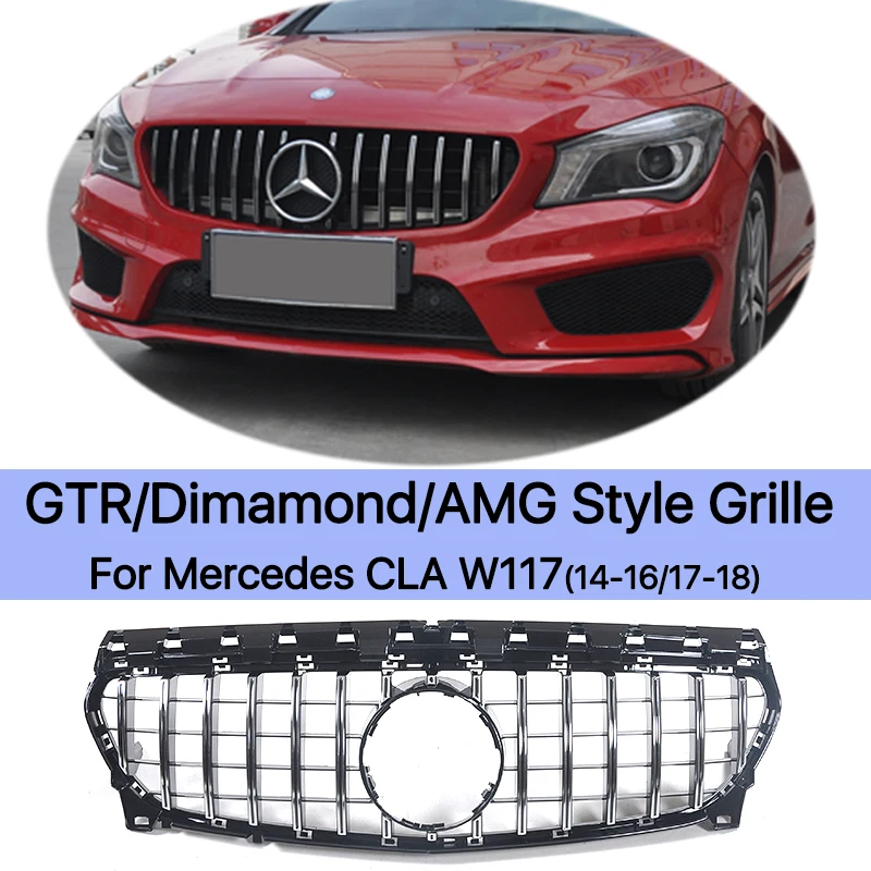 

Передний бампер для Mercedes CLA W117 GT Diamond AMG CLA45 CLA35 Style решетка для гонок R СТИЛЬ ABS решетка внешние автомобильные аксессуары