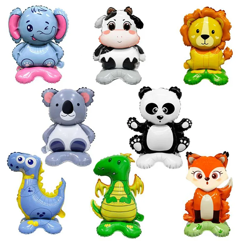 

Panda Lion Jungle Party 3D Animal Small Base Standing Kids Birthday Party Decoration Aluminum Film Balloon Baby Shower Kids Toy