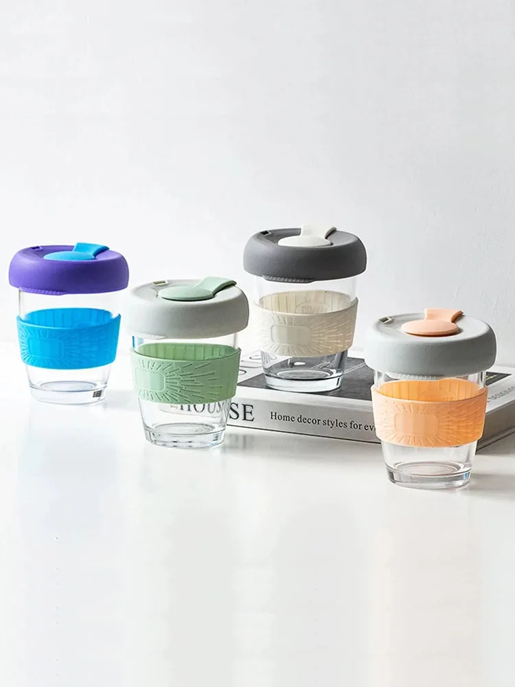 

350 мл кофейная чашка, портативное стекло для молока, силиконовый чехол, устойчивая к прямой поилке, чашка для воды, стеклянная чашка для завт...