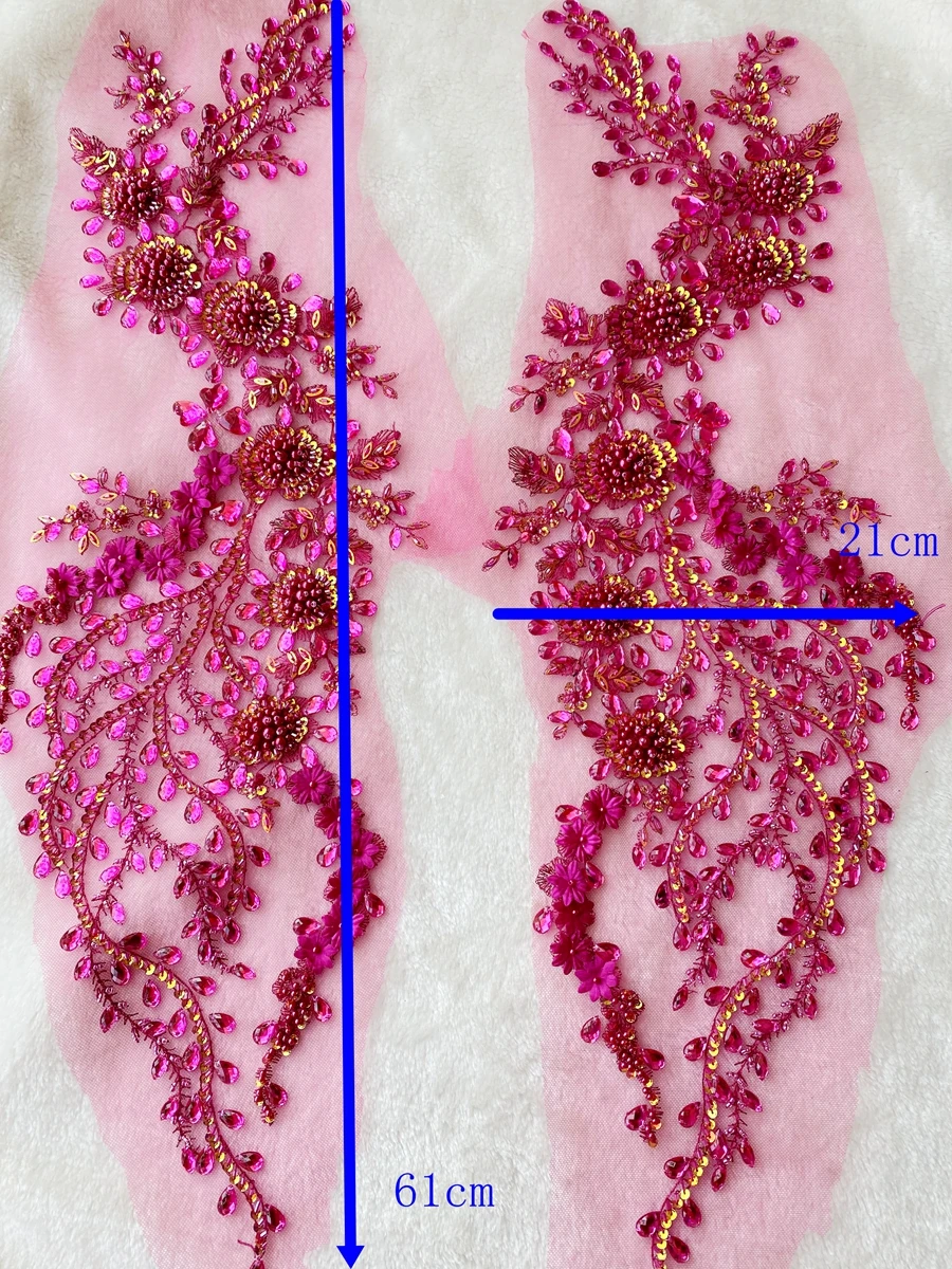 Зеленая бисерная аппликация для вышивки свадебного платья