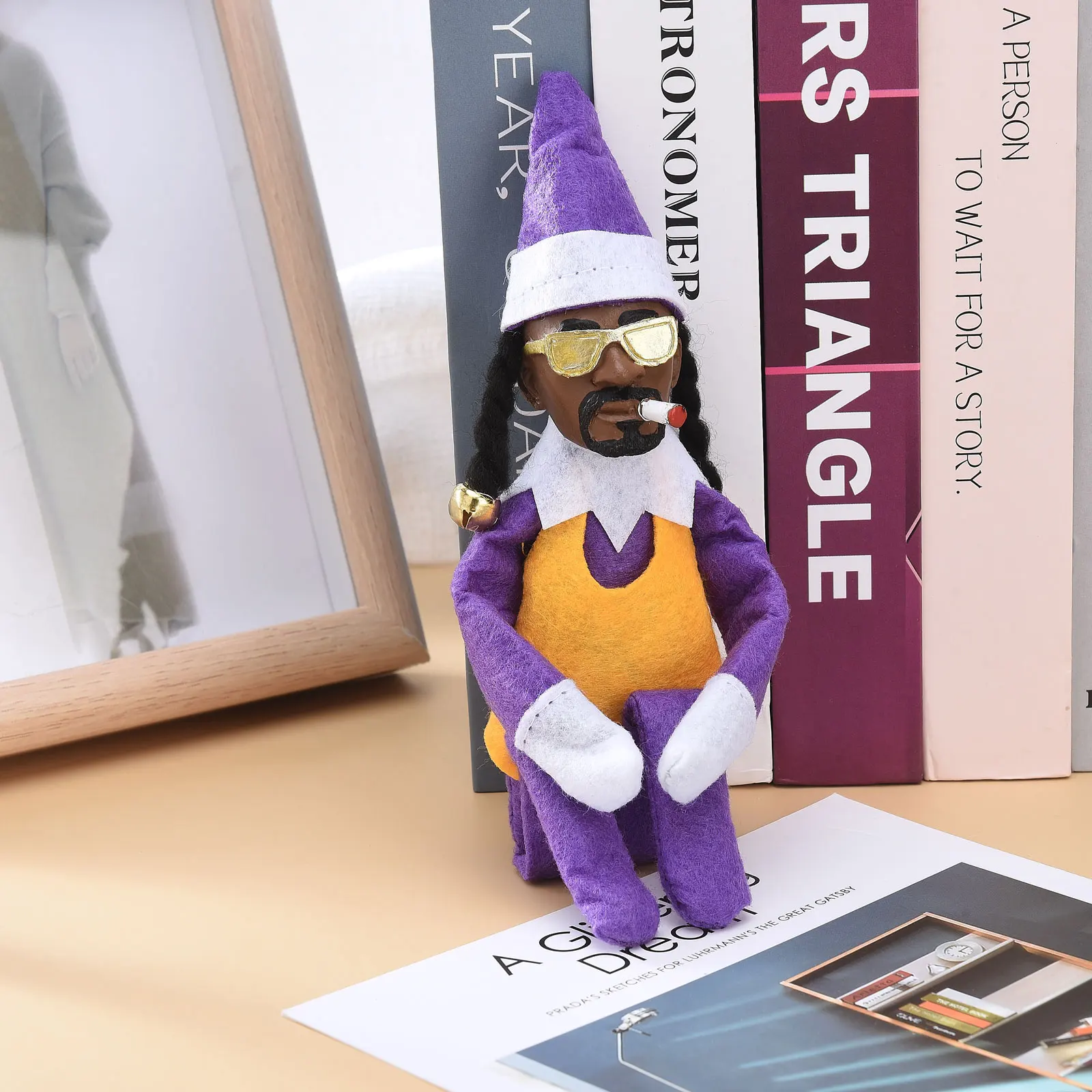 Christmas Elf Doll Doll Black Felt Figure Handmade Purple Soft Plush Toy Elf Snoop Fan Non-Woven Fabric Doll Gift For Friend
