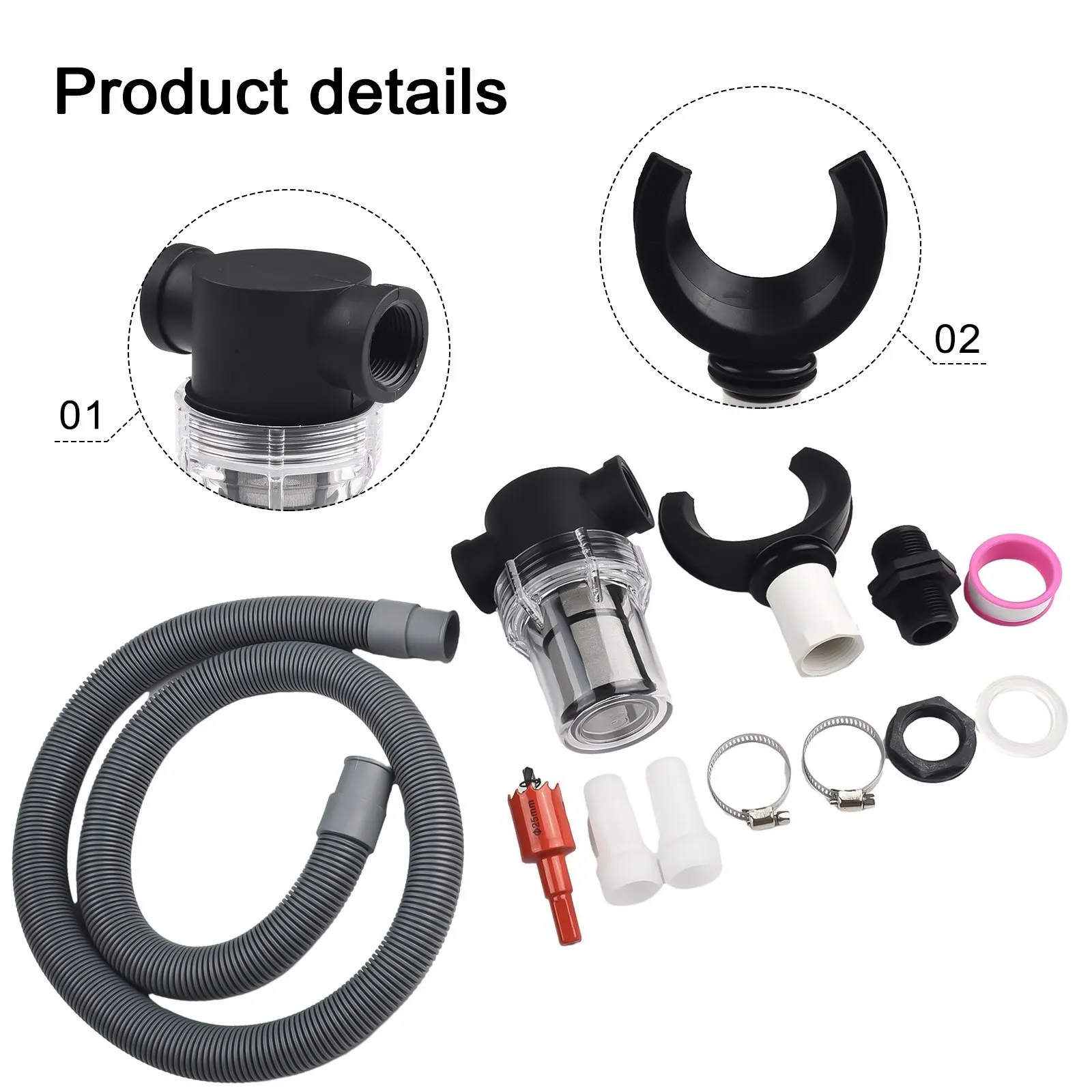

Rain Catcher Rain Barrel Diverter Rainwater Collection System 1 Set 100cm Flex Hose Durable Sealing Rubber Ring