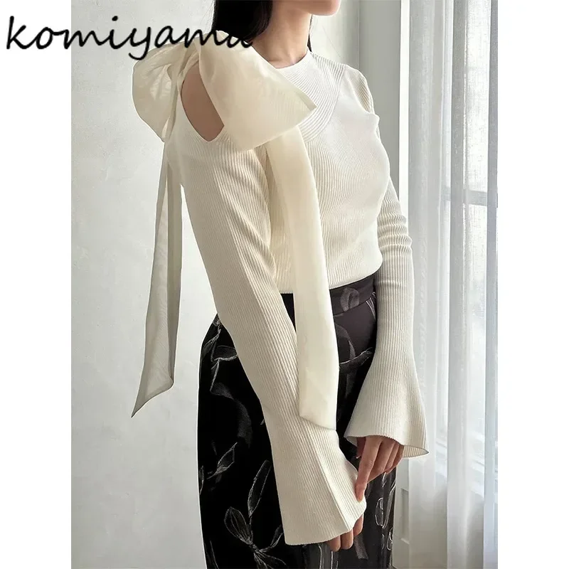 Женский свитер со шнуровкой и бантом модель 2024 года женская верхняя одежда с