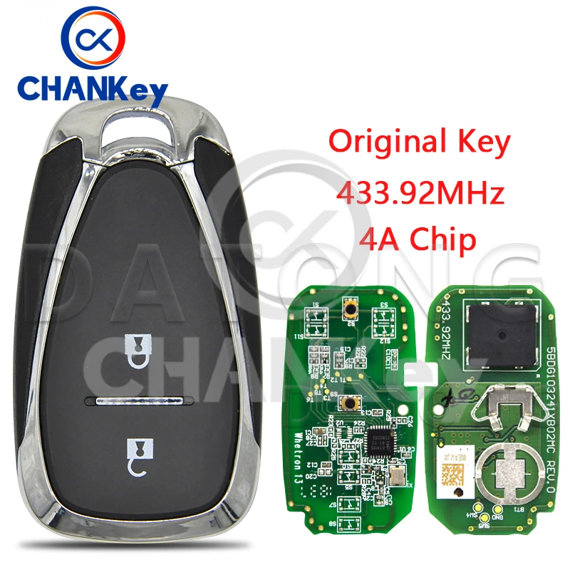 

CHANKey World Car Remote Control Key For Chevrolet JM Trax Tracker Orlando 4A PCF7938X 433.92MHz Original Keyless Promixity Card