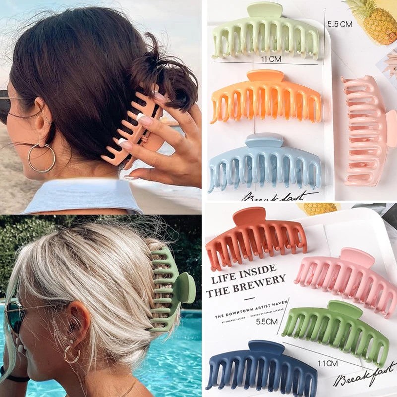 

1pc Solid Color Korean Large Hair Claw Clips Barrette Crab Claws Bath Ponytail Clip for Women Girls Clamps Hair Accessories Gift
