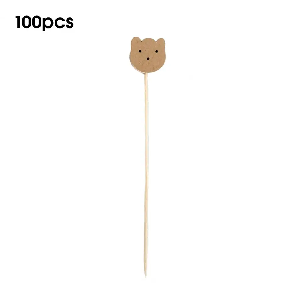 

Chic Fruit Stick Durable Easy to Clean Party Buffet Decoration Sticks Bamboo Stick Sandwich Sticks 100Pcs/Set