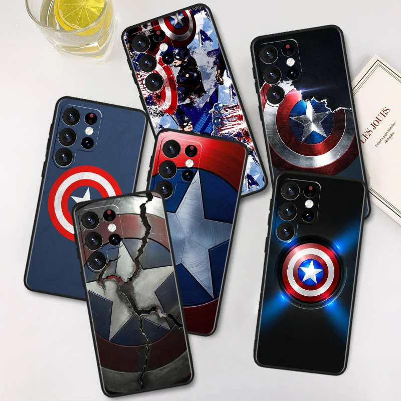 

Marvel Captain America Shield Phone Case For Samsung A22S A22 A21S A14 A13 A12 A11 A04S E A03S A02S A01 Core Black Soft Cover