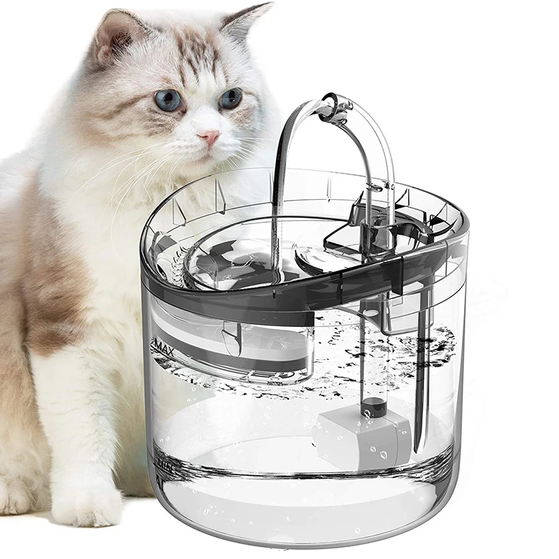 Cat Water Fountain Water Dispenser Bowl with Filters Automatic Dog Transparent Drinking Pet Drinking Feeders with Faucet 1.8L