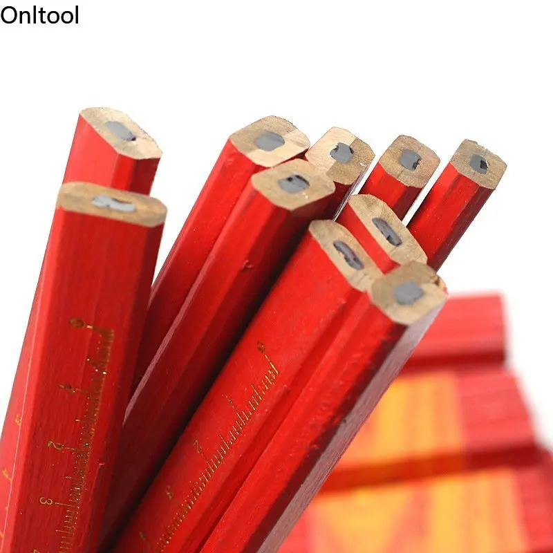 S Woodworking Pencil With Scale Black Lead Diy Builder Joiners Tool Blue Red Lead Stationery Marker Pencil
