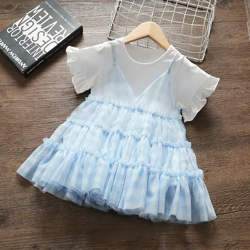 

Summer Kids Dress for Girl Korean Casual Sweet Princess Dresses Short Sleeve Party Elegant Baby Girl Dress 2022 Toddler Outfit