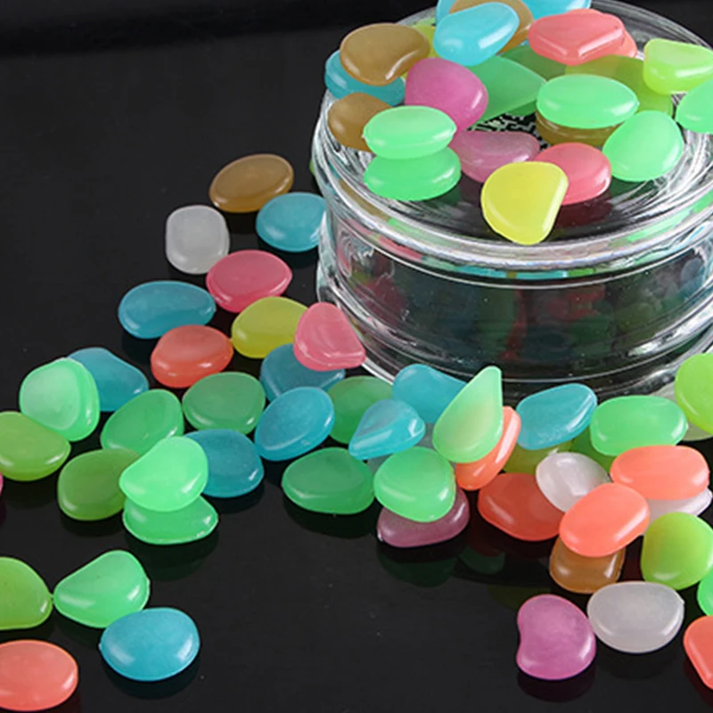 

10Pcs Fluorescent Pebble Garden Fish Tank Decoration Luminous Stone Light-emitting Artificial Pebble Lawn Garden Yard Decoration