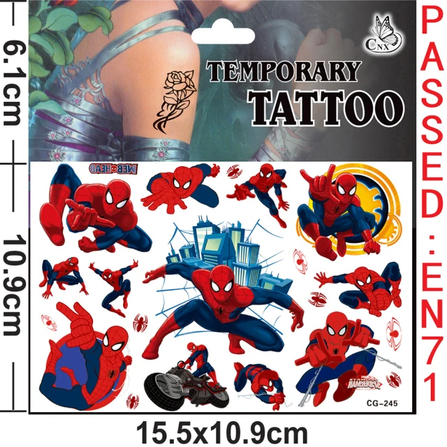Тату-наклейка Человек-паук водостойкая |