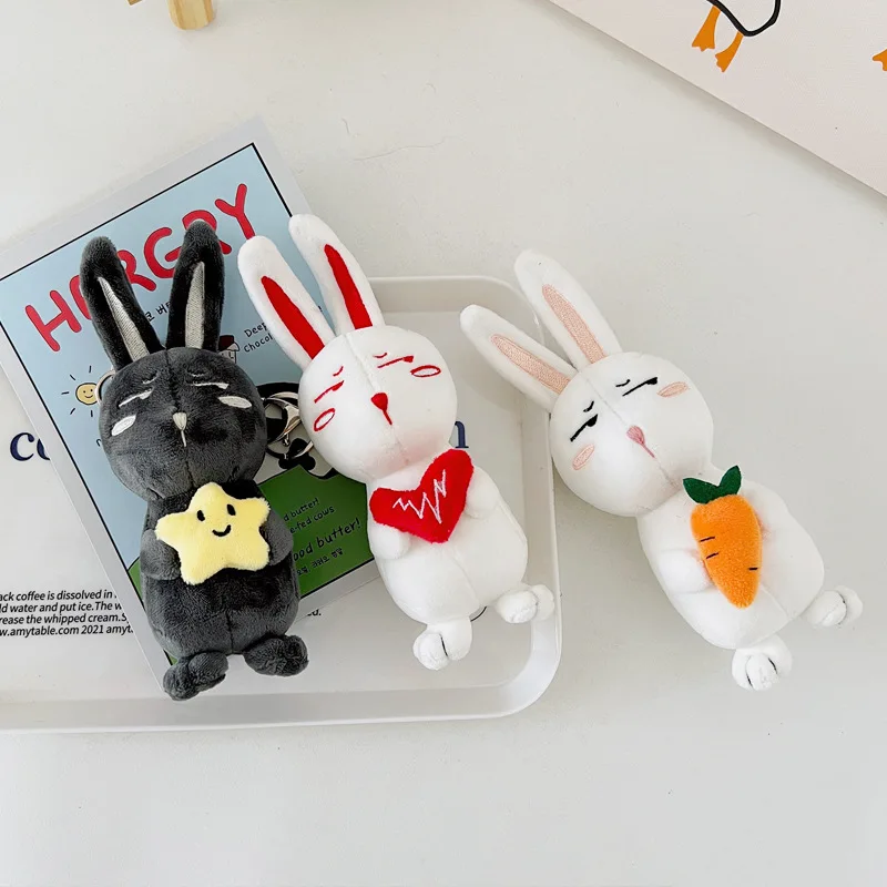 

Cartoon Kawaii Radish Bunny Plush Doll Keychain Cute Animal Plush Toy Creative Backpack Charm Fashion Couple Birthday Gift