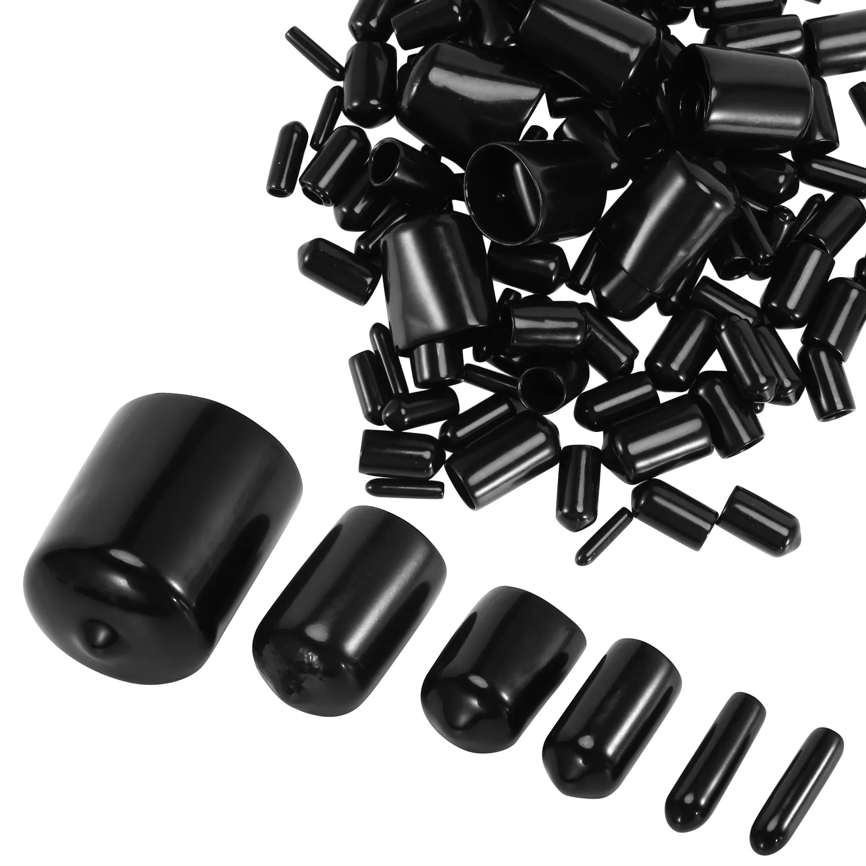 

156 Pieces of Vinyl Elastic End Cap Bolts Screws Rubber Thread Protection Safety Caps 9 Sizes 2/25 to 4/5 Inches (Black)
