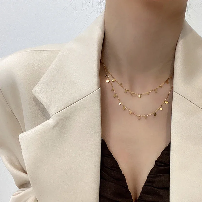 Колье из нержавеющей стали 316L с круглой квадратной кисточкой для женщин