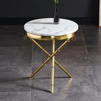 luxury gold accent table living room furniture marble top round stolik na balkon 2021 modern stainless steel side table