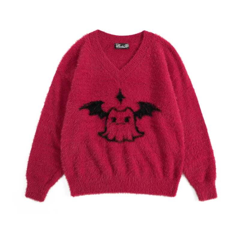 Свитер мужской/женский трикотажный с V-образным вырезом и вышивкой