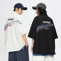couple clothes mens short sleeve mens shirt trend 2022 spring summer new spray dyed rainbow printed t shirt streetwear