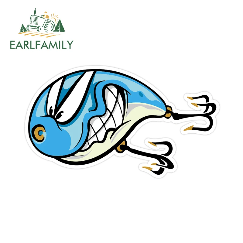 

EARLFAMILY 13 см × 7,5 см крючок для рыбалки, наклейки для автомобиля, рыболовный крючок, забавный дизайн, наклейки на окклюзия, царапины, автомобильные аксессуары