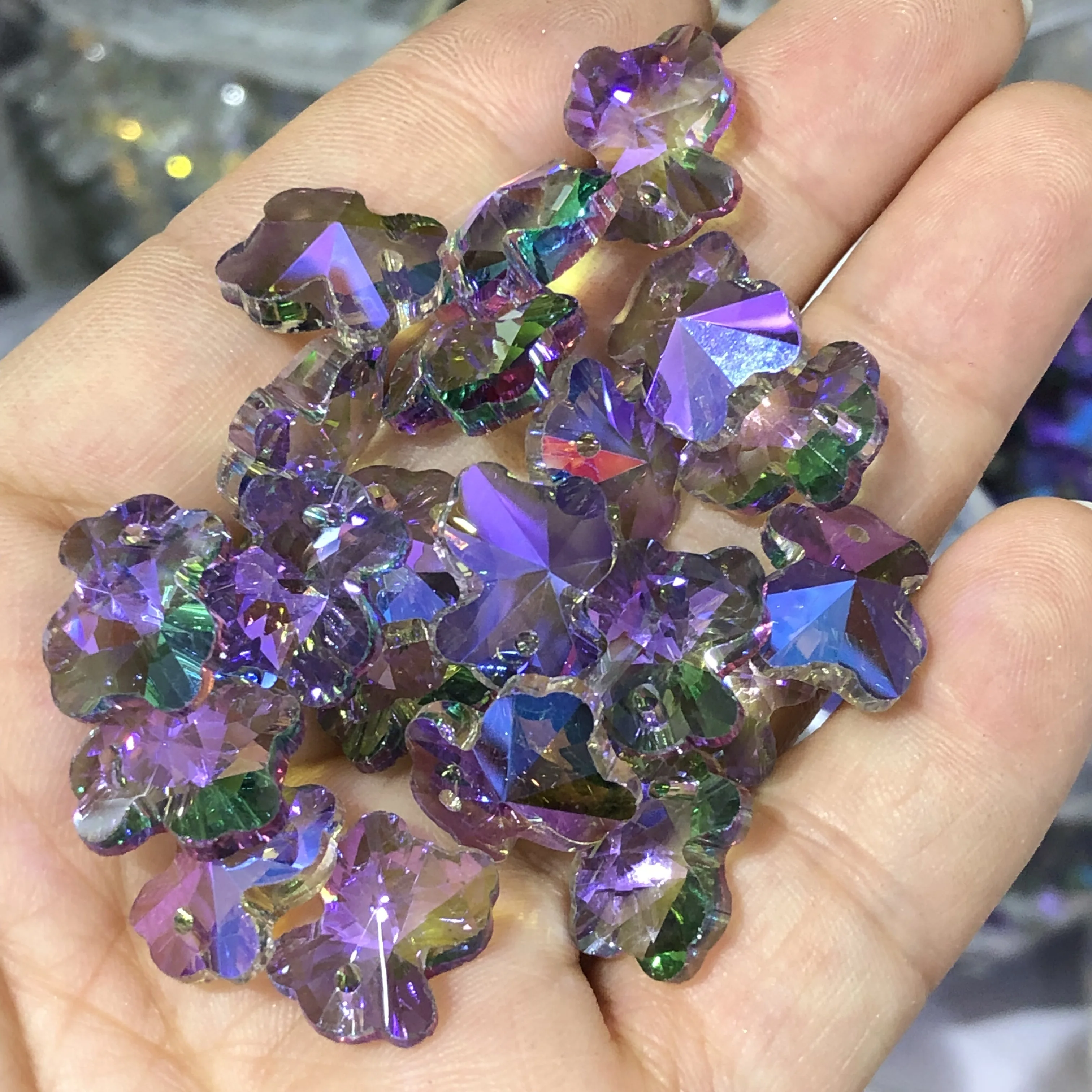 

14 мм высококлассные импортные бусины в форме медведя из фиолетового хрустального стекла AB, бусины россыпью, аксессуары, фурнитура для сереж...