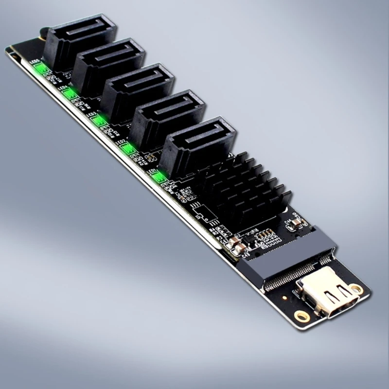 5-портовая карта расширения SATA3.0 PCIE с высокой скоростью 6 Гбит/с и портом TypeC