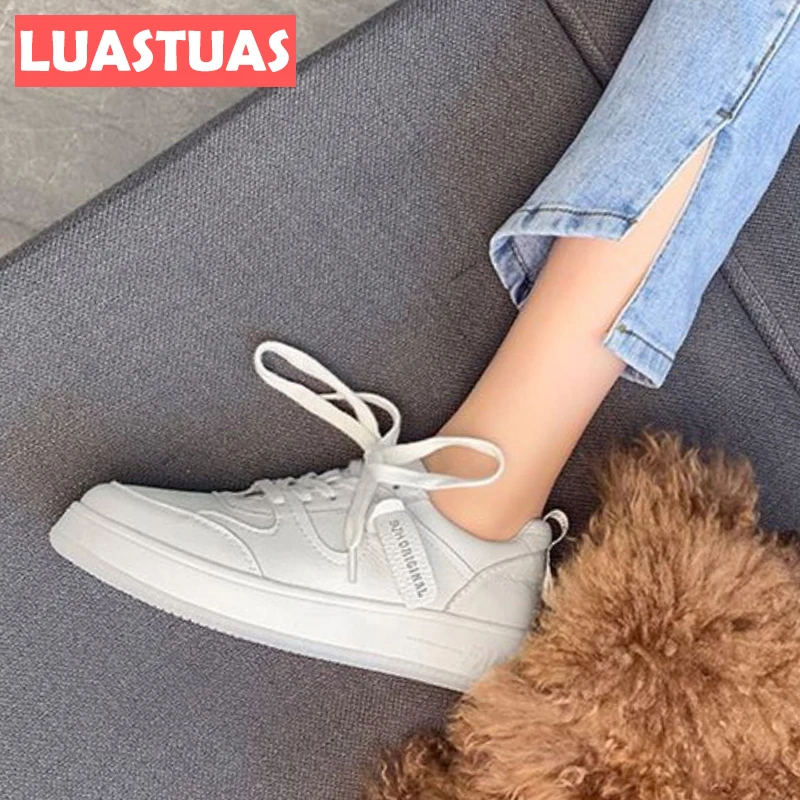 

LuasTuas New 2022 Sneakers For Women Real Leather Chic Chunky Ins Spring Woman Shoes Daily Outdoor Trainers Footwear Size 35-40