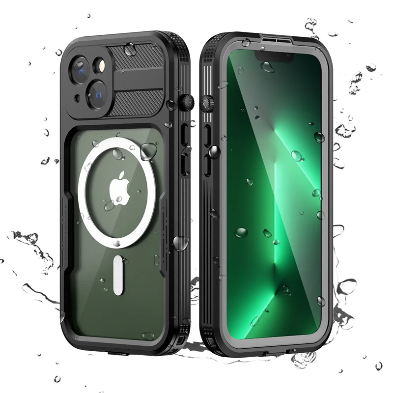 Outdoor IP68 Waterproof Case For iPhone 14 Pro Max Plus Magnetic Suction Wireless Diving Swimming Protection Mobile Phone Cover