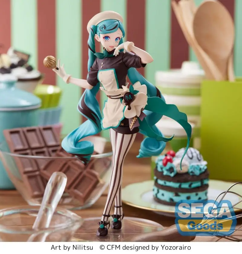 

21cm Original Sega Vocaloid Hatsune Miku Pastry Maker Pvc Anime Figure Action Figure Table Decor Collectible Model Toy Gifts