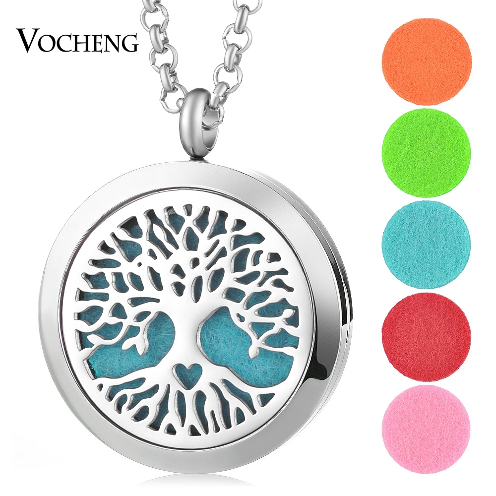 

Women Essential Oil Diffuser Pendant Necklace 30mm Perfume Locket with 10pcs Refill Pads Stainless Steel Aromatherapy Jewelry