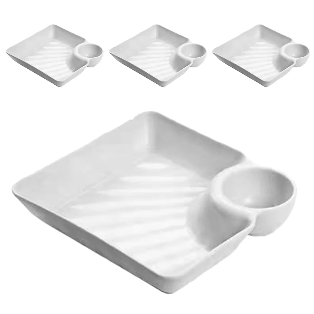 

4 Pcs Plastic Serving Tray Sushi Dipping Bowl Pallet Japanese Seasoning Dishes Dumpling