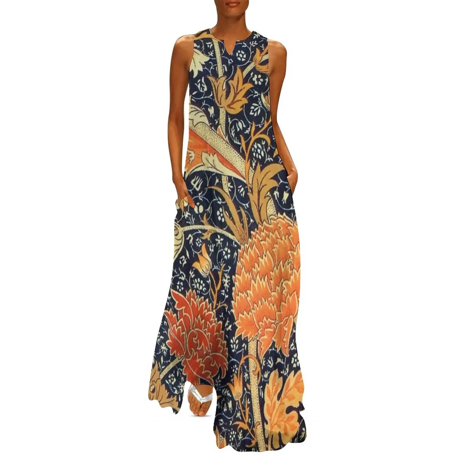 

Floral Art Print Dress Summer Vintage Artistic Street Style Bohemia Long Dresses Woman Pattern Kawaii Maxi Dress Big Size 5XL