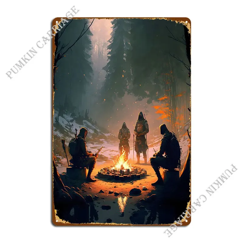 

Bonfire Knights Metal Sign Party Garage Create Living Room Tin Sign Poster