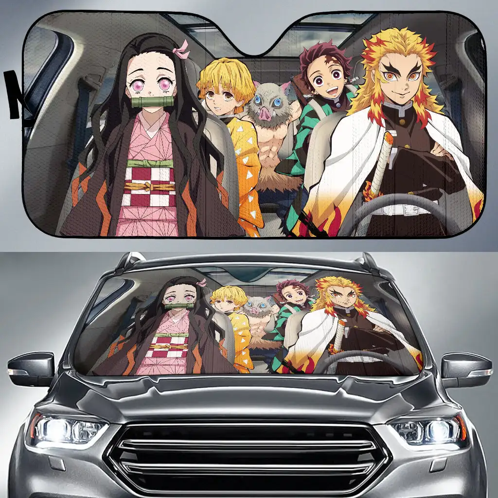 

Автомобильные солнцезащитные очки Tanjiro Nezuko Zenitsu Inosuke Chibi Demon Slayer аниме вождение автомобиля