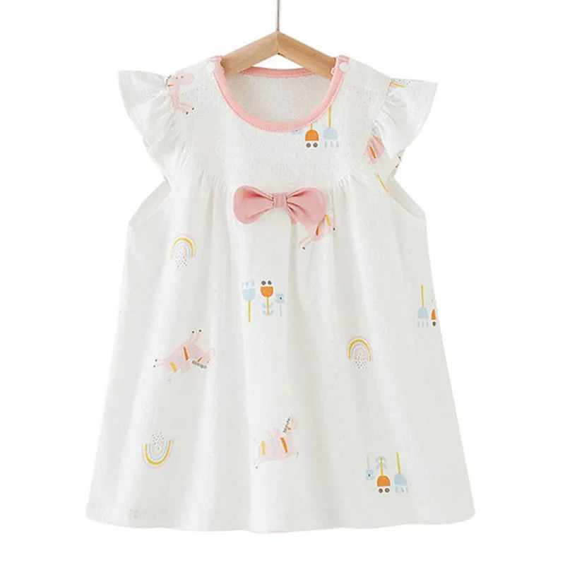 

Baby Girls Summer Sundress Sleeveless Slip Princess Bow Dresses Sweet Thin Cotton Clothes 0-5Yeas