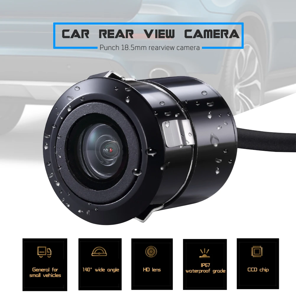 HD Rear View Camera Car Reverse Camera IP68 Waterproof CCD Lens 140 Degree Rearview Cameras 4 LED Parking Vehicle Back Up Cam