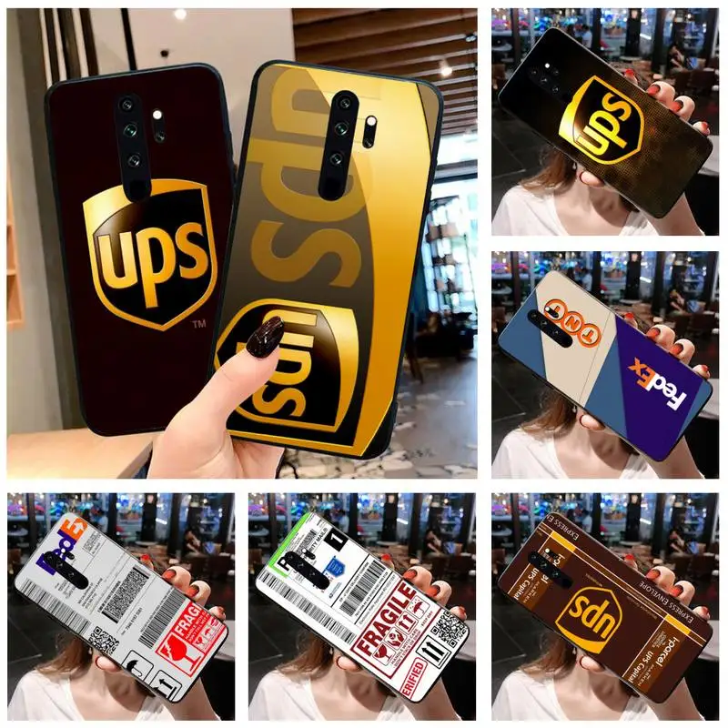

express TNT UPS Fragile Caution Shipping Label Phone Case for Redmi 9A 8A Note 11 10 9 8 8T Pro Max Redmi 9 K20 K30 K40 Pro