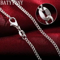 batyyiny 925 sterling silver 1618202224262830 inches 2mm full sideways chain necklace for women men fashion gift jewelry