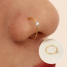 Медное кольцо для имитации пирсинга носа, 1 шт., клипса с кристаллом циркония на носу, клипса для ушей, Кафф, серьги-манжеты для женщин и девушек, подарочные украшения для тела