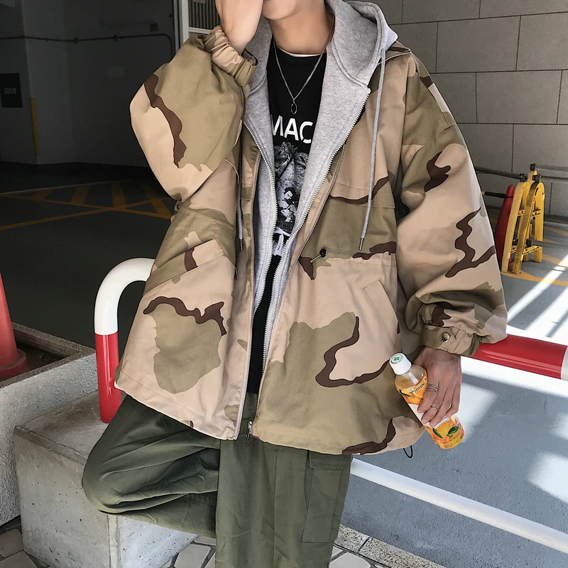 Ветровка в стиле милитари куртка на молнии худи уличная одежда модная панк