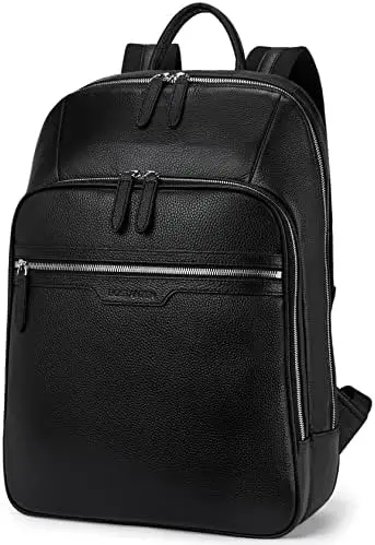 

Men Leather Backpack 15.6 inch laptop Backpack Travel College Bag Black