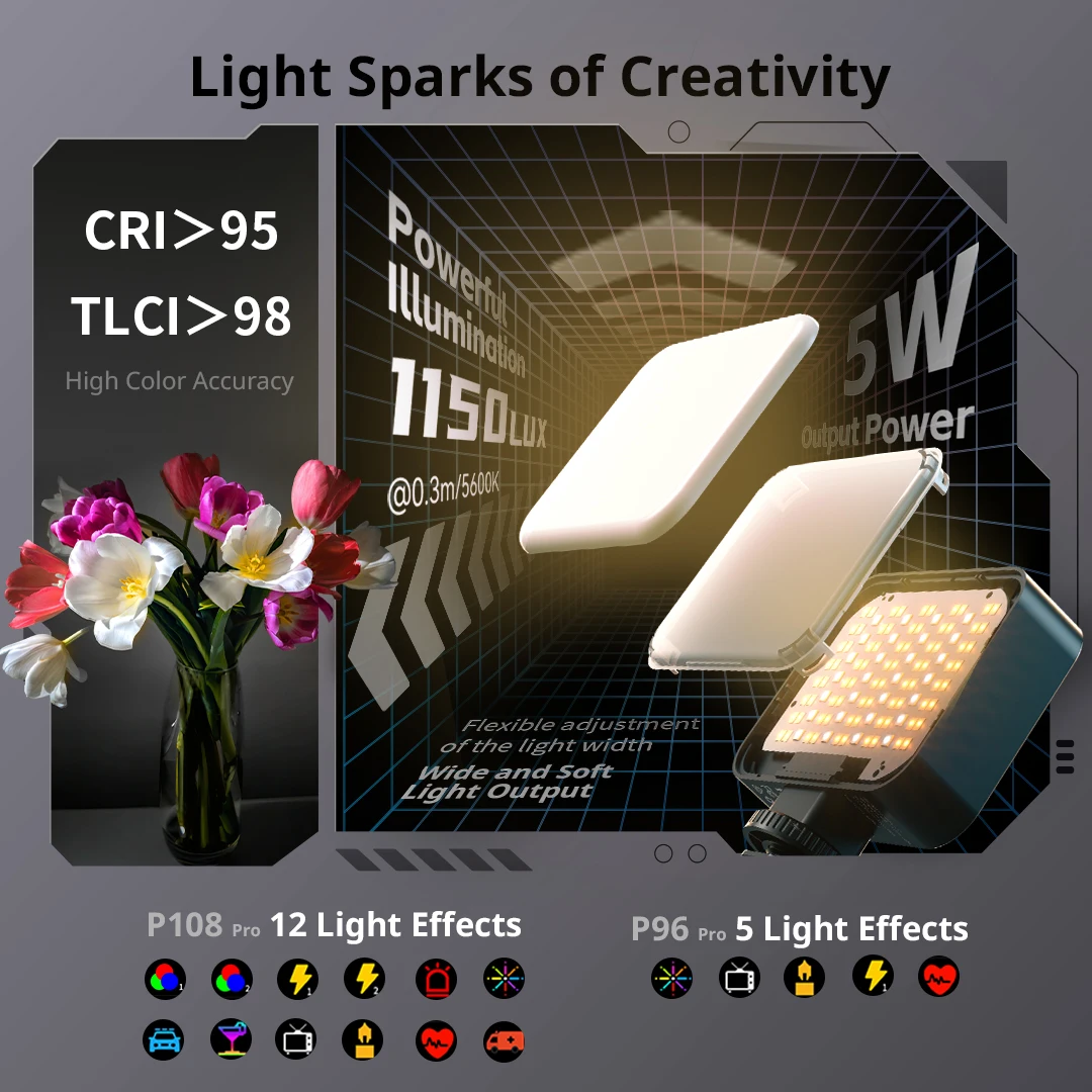 SmallRig P108 Pro mini RGB Φ 2500K-6500K Полная Цветовая фотография для коротких