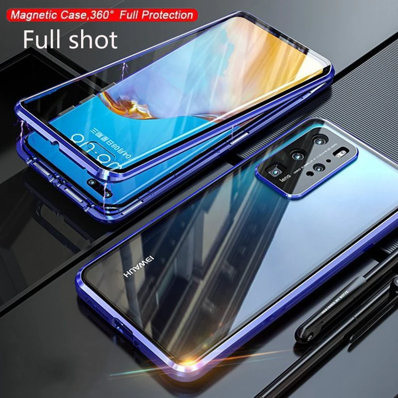 

Phone Case Double-sided glass Magnetic Adsorption cover For Huawei nova7 8 9 SE 10 Pro 10 SE Case Lens protect