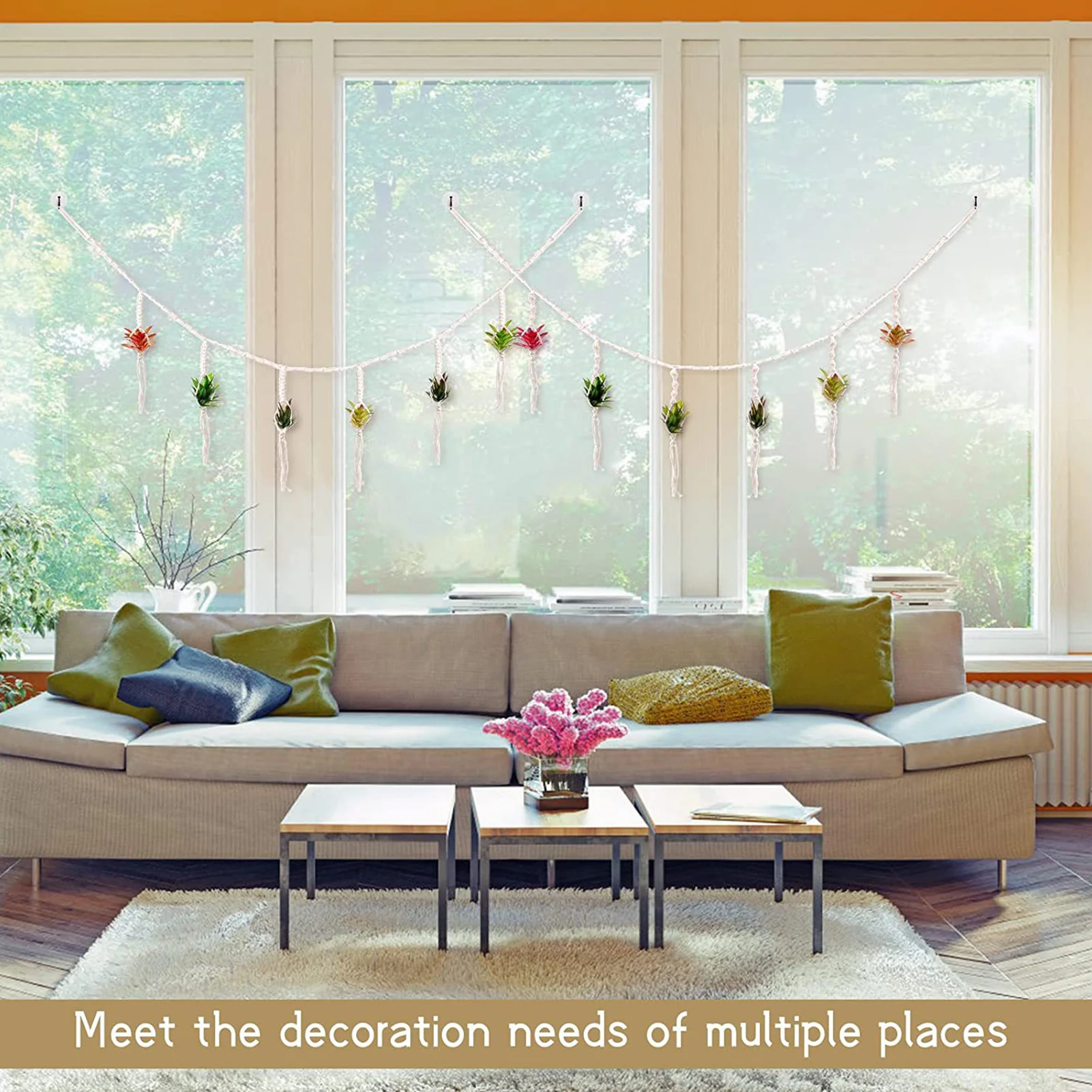 

2 набора, 55 дюймов, цветочные горшки для растений, искусственная подставка, хлопковая веревка, настенные корзины для потолка, для дома, улицы, для сада, свадьбы