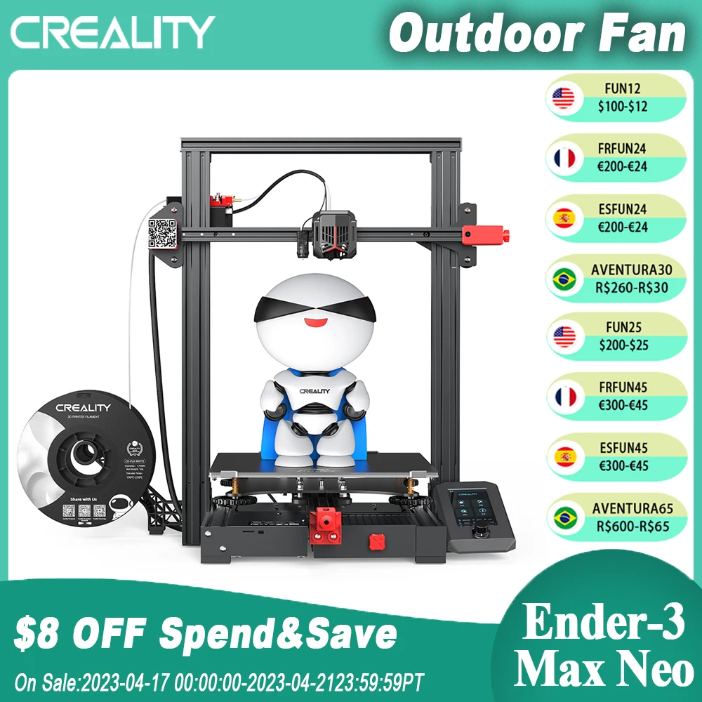 

CREALITY Ender-3 Max Neo Upgrade 3D Printer with Dual Z-axis CR-Touch Auto Leveling Large Print Size 300*300*320mm FDM Printers