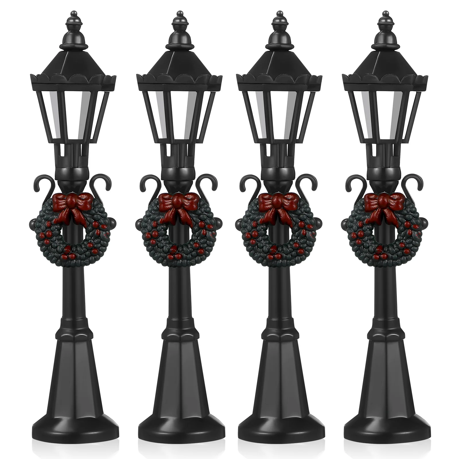 

4 Pcs Rustic Decor Lamp Post Models Tiny Village Accessories Ornaments Christmas Decorations House Plastic Posts